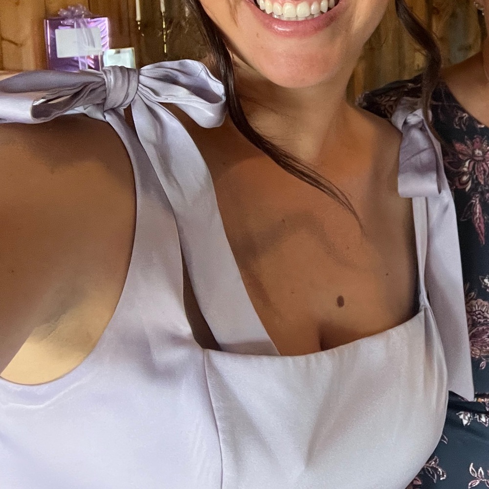 Matte satin dusty lilac bridesmaid dress - Picture 2 of 5
